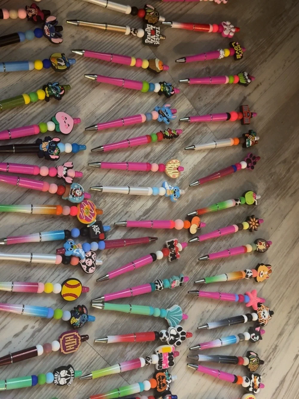 Colorful Kids Beaded Character Ballpoint Pens - Assorted Colors 3/12 extra ink
